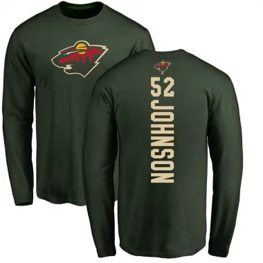 Green Men's Reese Johnson Minnesota Wild Backer Long Sleeve T-Shirt -